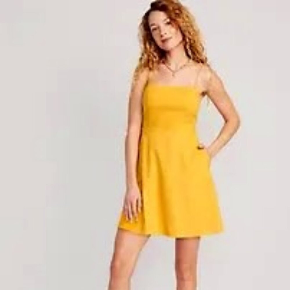 NWOT Old Navy Fit & Flare Tie Shoulder dress